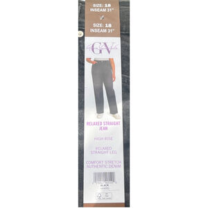 Women's Gloria Vanderbilt Black Relaxed Straight Leg Jeans Size 18 nwt